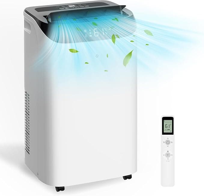 DOMANKI 14000 BTU portable air conditioner with remote control, digital display, 700 square feet range, white