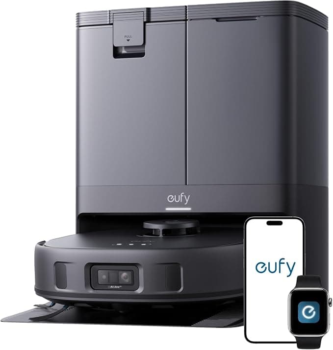 eufy X10 Pro Omni Robot Vacuum Cleaner With Mop, Incredible Suction, Dual Mops with 12 mm Auto-Lift and Carpet Detection, AI Obstacle Avoidance, Auto Mop Washing&Drying, Self-Emptying, Self-Refilling