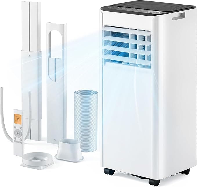 Air Conditioning Unit - Portable Air Conditioner 9000 BTU, 4-in-1 Energy Efficient Cooling & Dehumidifier, Quiet Operation, Digital Display, Window Kit, 24-Hour Timer, Covers Up to 215 sq.ft (20㎡)