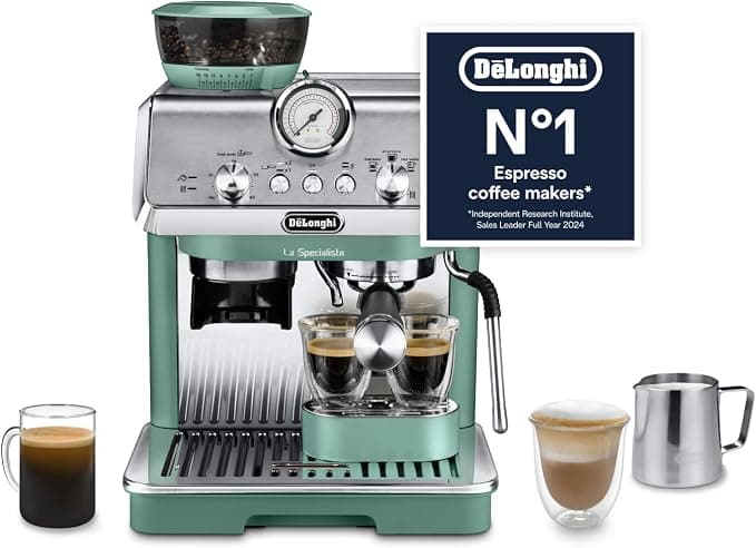 De'Longhi La Specialista Arte EC9155.GR, Barista Pump Espresso Machine, Bean to Cup Coffee and Cappuccino Maker, 8 Grinding Settings, MyLatte Art Frothing Wand, 1550W, Green