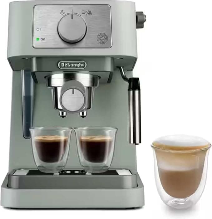De'Longhi Manual Coffee Machine Stilosa EC260.GR, 15 Bar Pressure, Cappuccino System, Automatic Switch-Off, Compatible with ESE pods, 2 Level Tray, Capacity 1L, Green