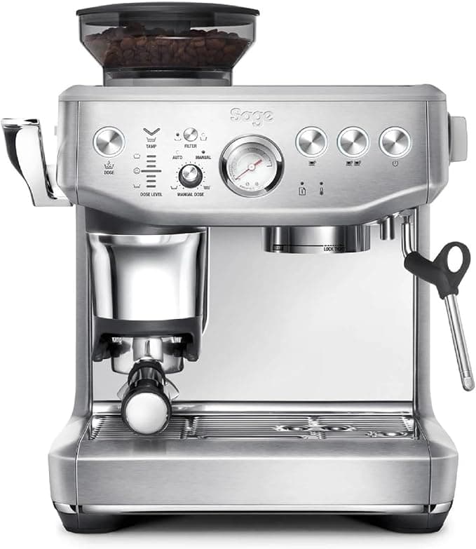 Sage Barista Express Impress, Bean to Cup Machine, Brushed Stainless Steel | Bean to Cup Espresso Machine, Integrated Grinder, Assisted Tamping, Impress Puck System, PID Control, 25 Settings
