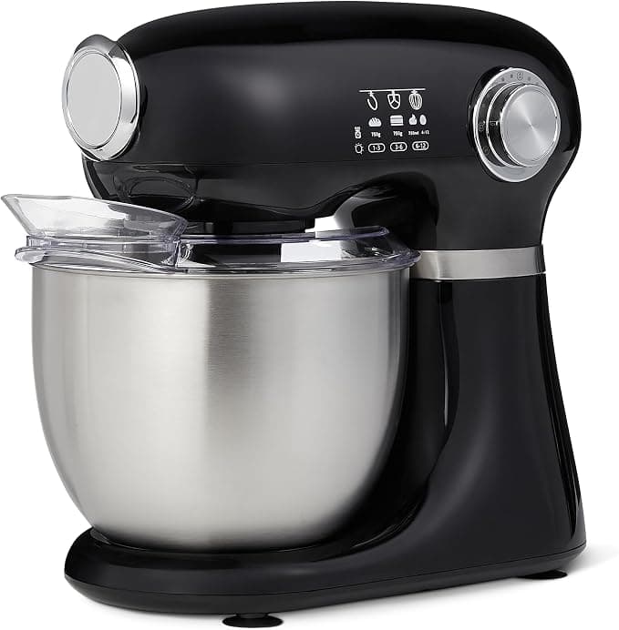 Amazon Basics Stand Mixer, Dough Blender, 5L Bowl with 12 Speed with Pulse, 1000W, Black